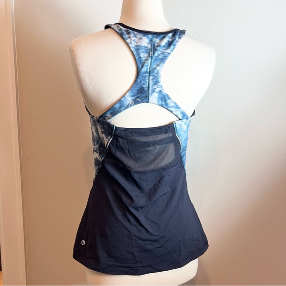 Lululemon navy blue mesh with me tank in sea side silver size 10 - Picture 7 of 10